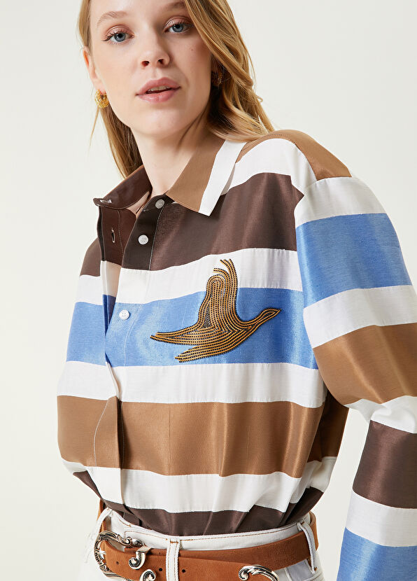 Beymen Club Mavi Kahve Çizgili Gömlek - 2