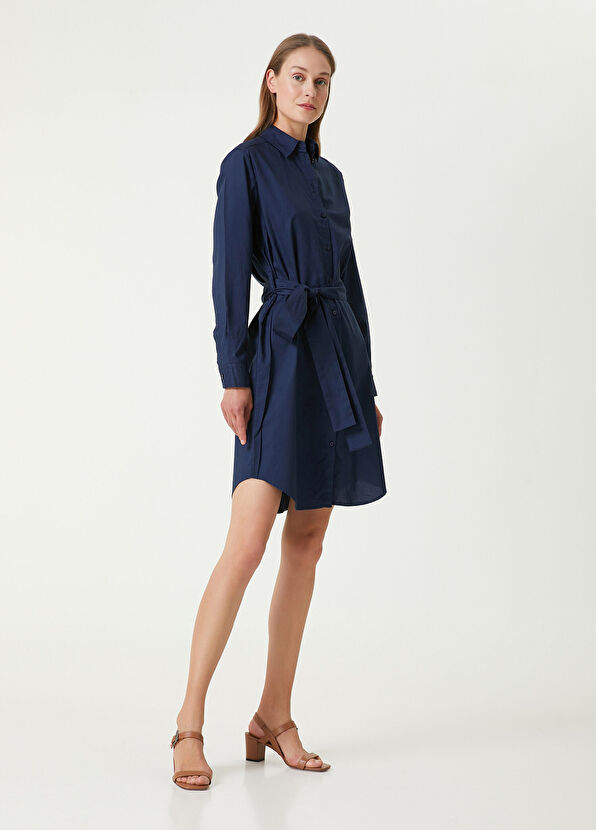 Lacivert Mini Gömlek Elbise - Görsel 2
