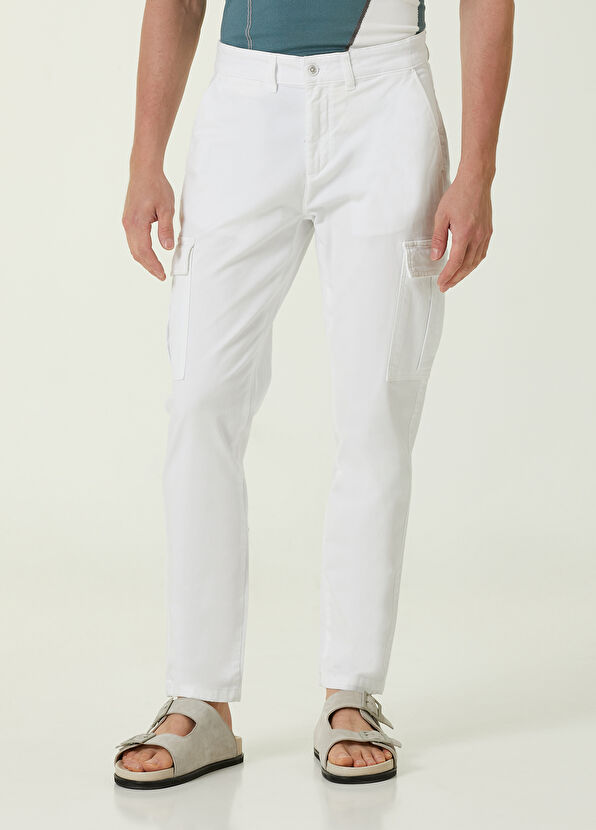 Beymen Club Beyaz Dar Paça Kargo Pantolon - 2