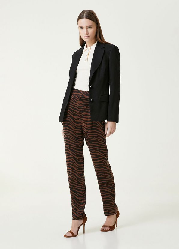 Network Kahverengi Zebra Desenli Pantolon - 2