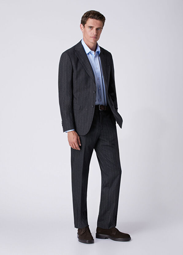 Beymen Club Anthracite Stripe Patterned Wool Pants - 2