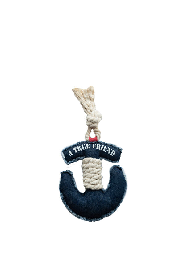 Zeynep Birinci Navy Blue Denim Anchor Dog Toy - 1