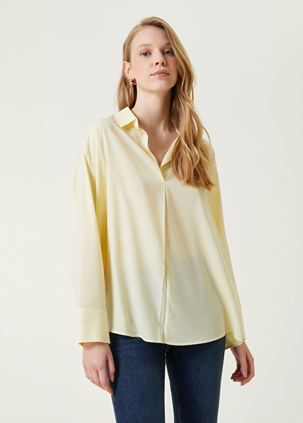 Beymen Club Açık Sarı Gömlek Yaka Bluz - 1
