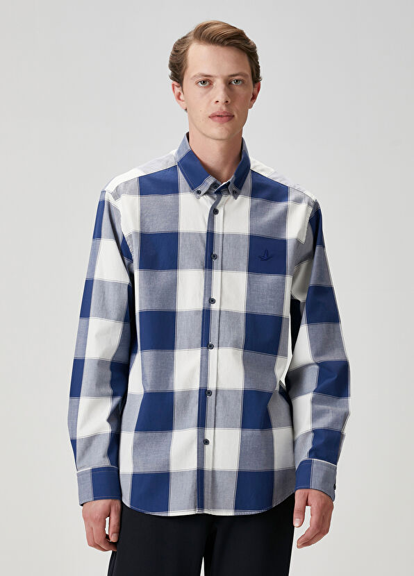 Beymen Club Mavi Beyaz Ekose Desenli Gömlek - 3