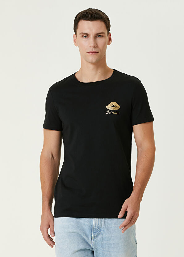 Balmain Kiss Siyah T shirt Erkek Giyim