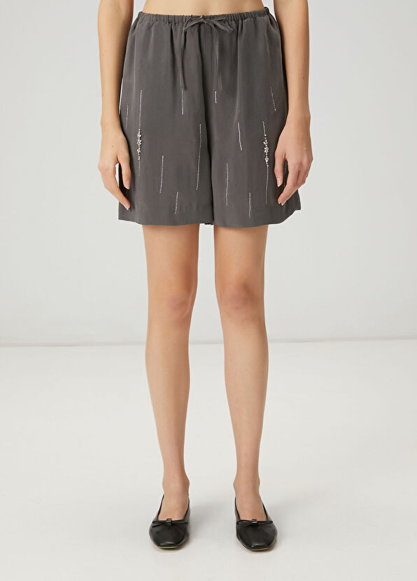 Beymen Club Anthracite flowing stone cupro shorts - 2