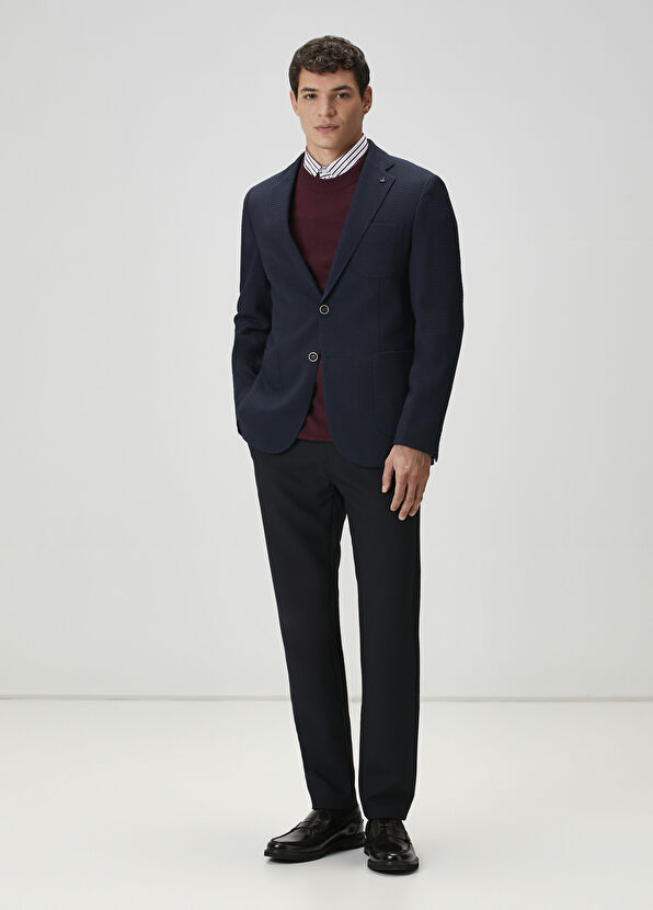 Beymen Club Lacivert İri Diyagonal Dokulu Dokuma Ceket - 3