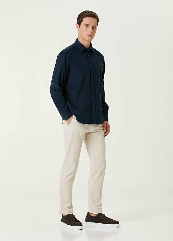 Beymen Club Comfort Fit Lacivert Kadife Corduroy Gömlek - 3