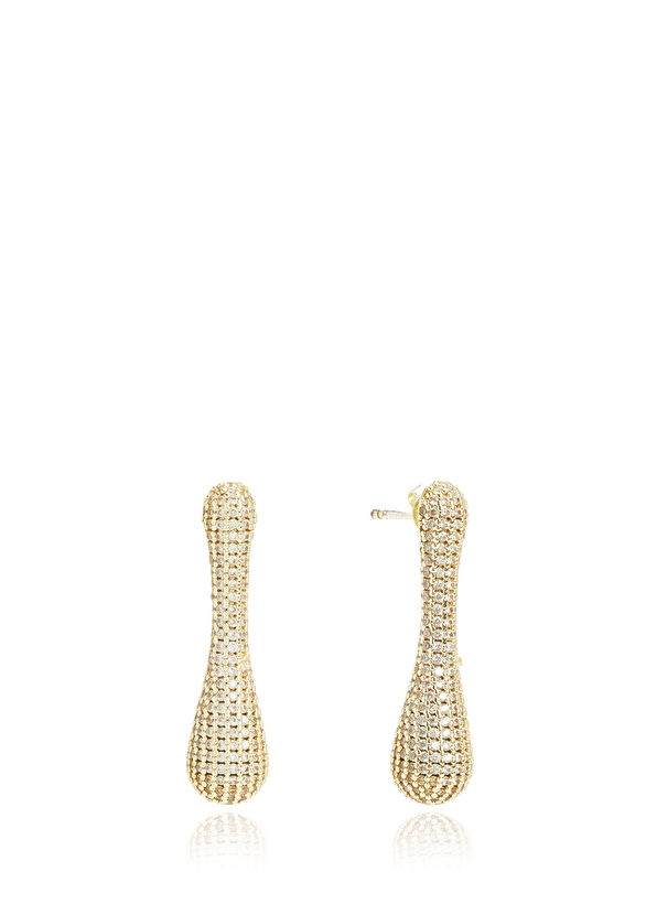 Beymen Club Gold Zircon Drop Women's Earrings - 2