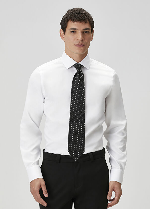 Beymen Club Slim Fit Beyaz Armürlü Non-iron Gömlek - 1