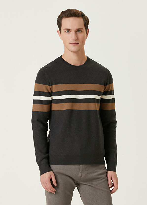 Beymen Club Antrasit Colorblocked Detaylı Kazak - 1