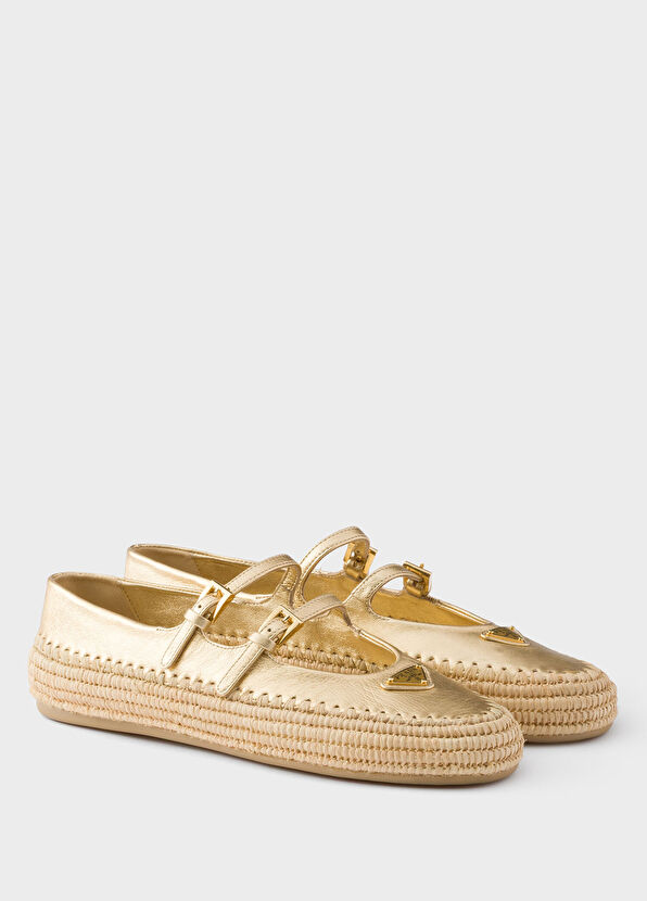 Prada Mordoré Gold Nappa Leather Women's Ballet Flats - 2