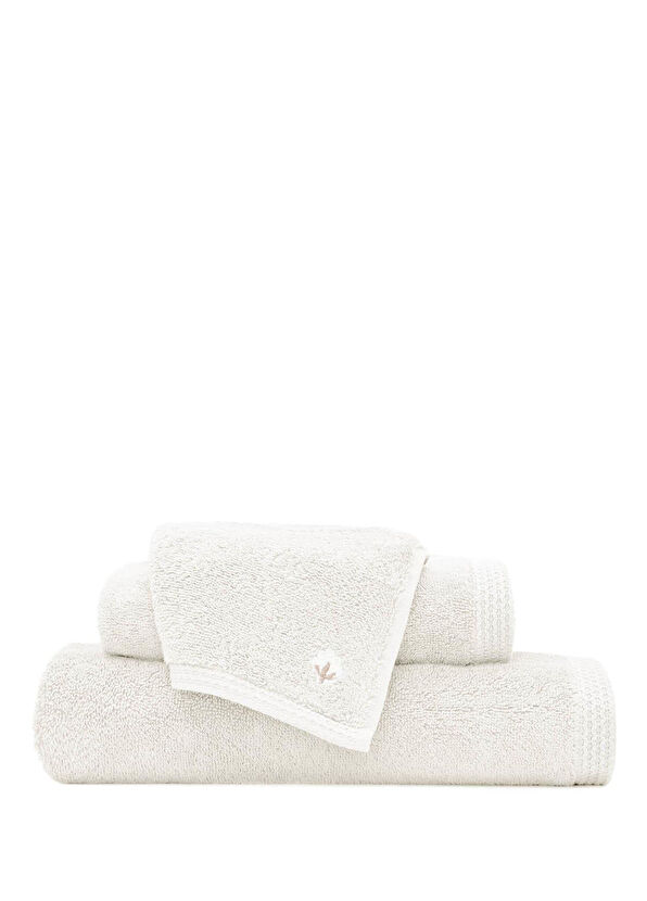 Ecocotton Pure Cotton Cotton Butterfly Border Cream 3-Piece Towel Set - 1