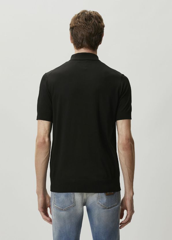 Dolce&Gabbana Black Polo Short Sleeve Silk Sweater - 4