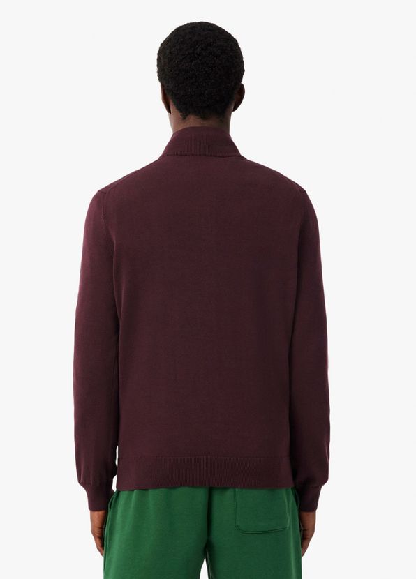 Lacoste Bordo Pamuklu Yarım Fermuarlı Regular Fit Erkek Kazak - 3