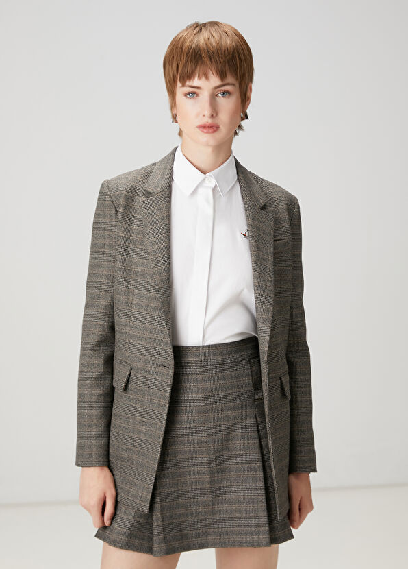 Beymen Club Gri Ekoseli Blazer - 1