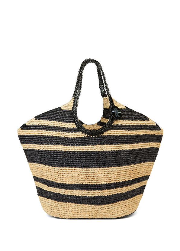 Rabanne Rabanne Siyah Beyaz Kadın Rafya Çanta - 1