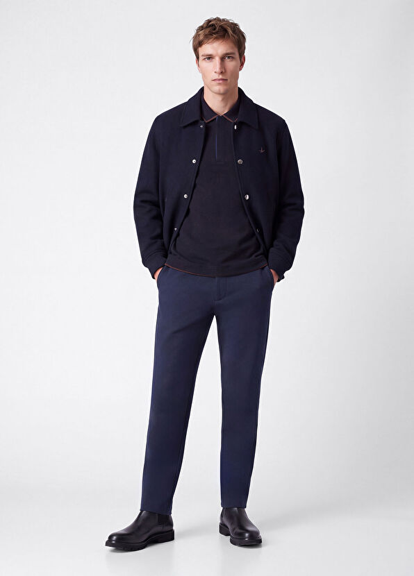 Beymen Club Comfort Fit Dark Navy Ottoman Polo Sweatshirt - 2