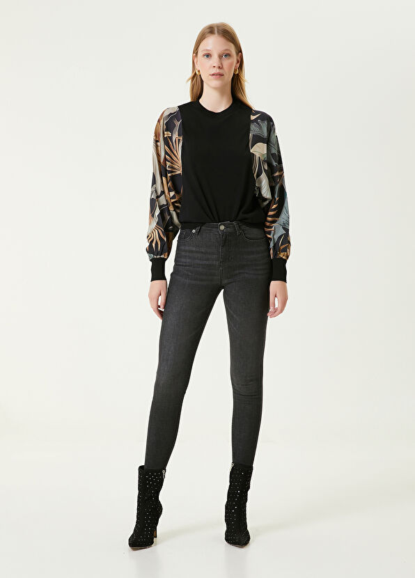 Beymen Club Siyah Desenli İpek Garnili Kazak - 2