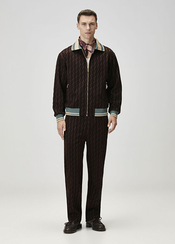 Drôle De Monsieur Koyu Kahverengi Geometrik Desenli Sweatshirt - 2