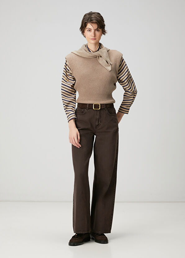 Beymen Club Kahverengi Wide Leg Jean Pantolon - 1