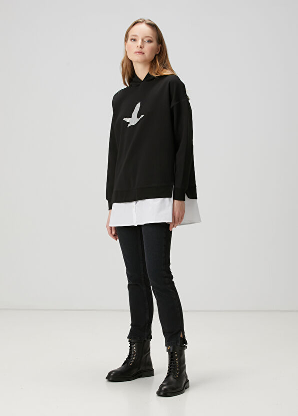 Beymen Club Black Metallic Logo Hoodie - 3