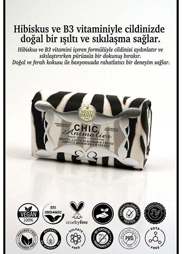 Nesti Dante Chic Animalier White Hibiskus ve Frezya Kokusu Arındırıcı Vegan Bakım Sabun 250 gr - 2