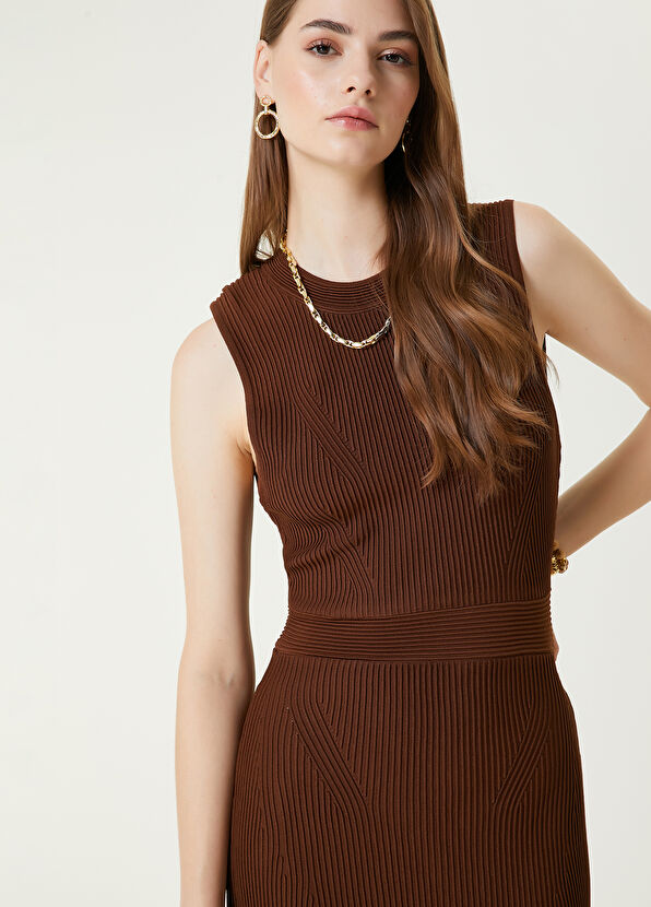 Beymen Club Brown Midi Knit Dress - 2