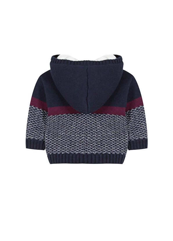 Tartine Et Chocolat Lacivert Muflonlu Kapüşonlu Erkek Bebek Triko Mont - 2