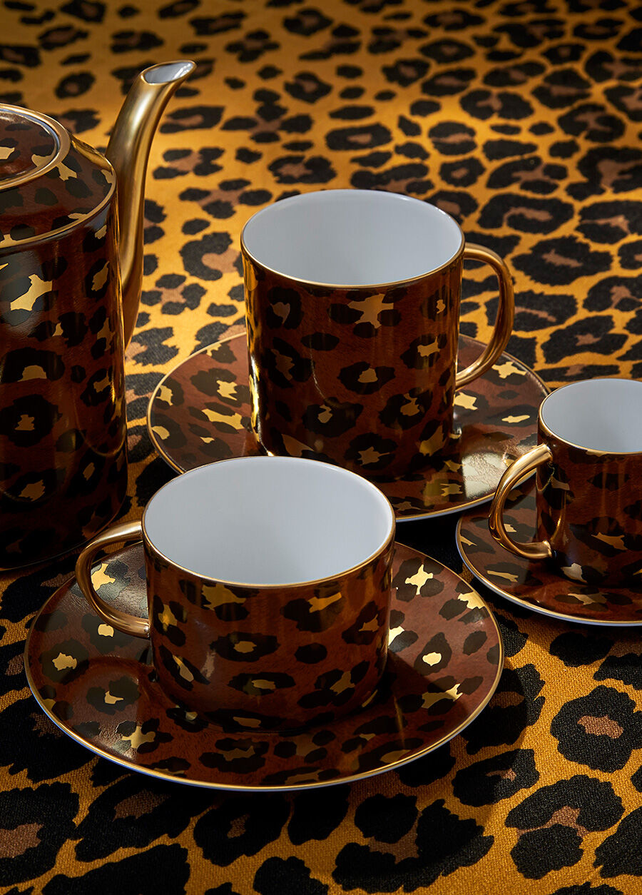 L�Objet Leopar Desenli Porselen Çay Fincanı Çok Renkli