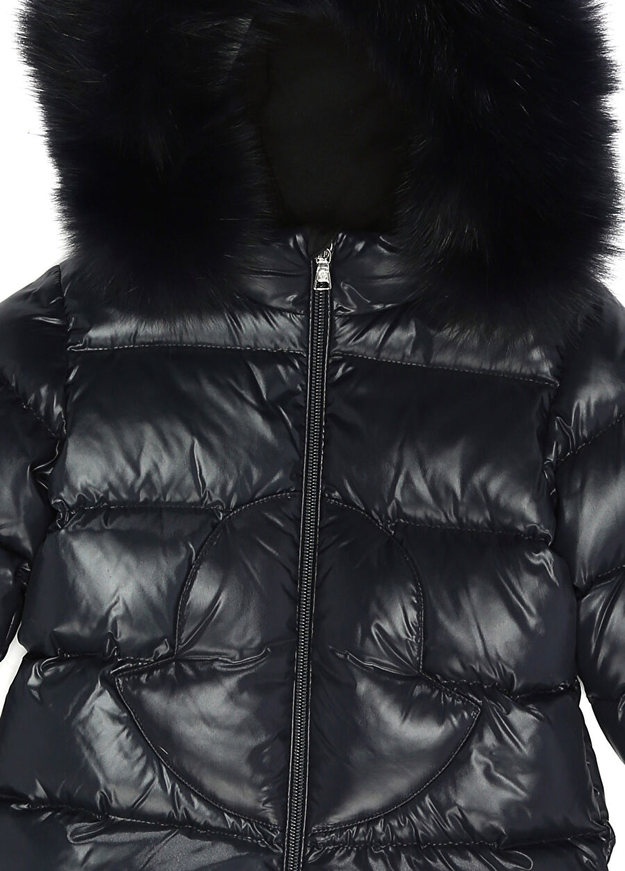 Moncler Lacivert Kapüşonlu Unisex Bebek Kayak tulumu