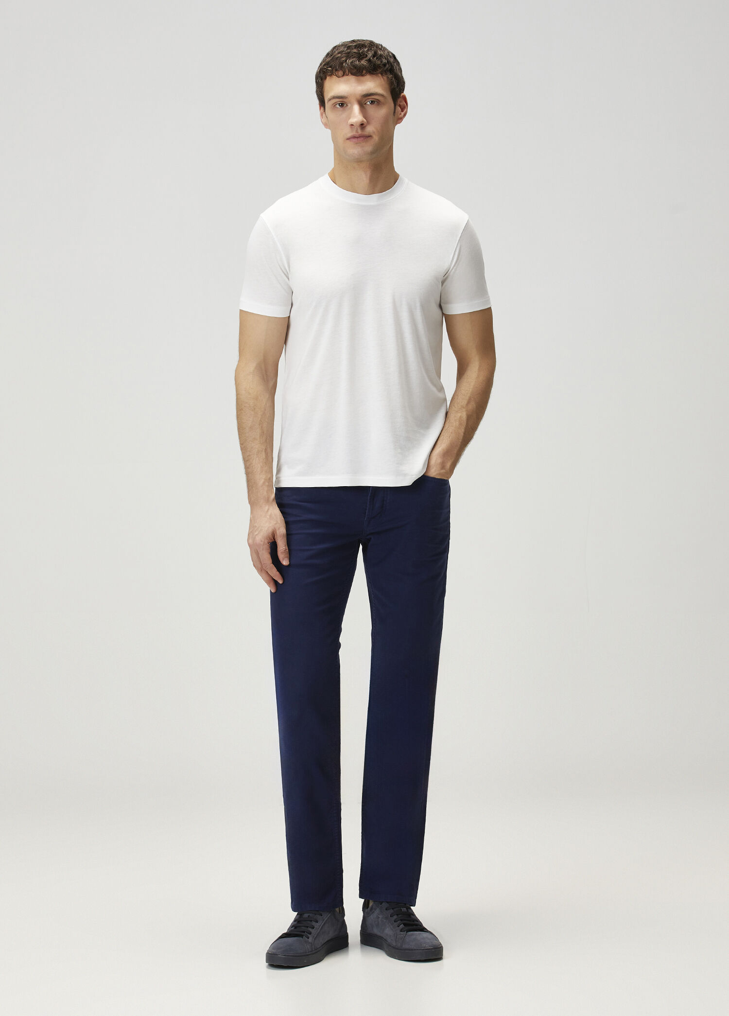 Straight Fit Moleskin Lacivert Jean Pantolon