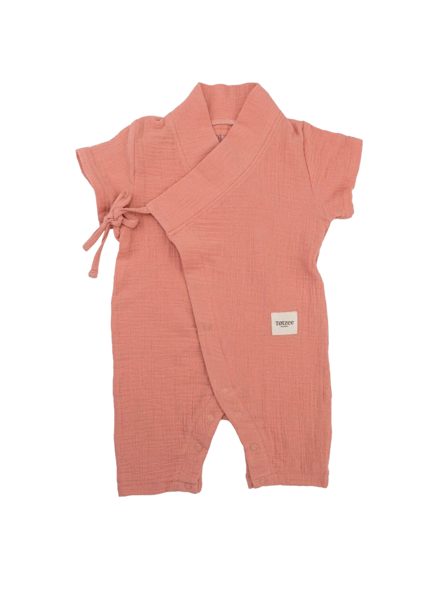 Mercan Rengi Müslin Uzun Unisex Bebek Kimono Tulum
