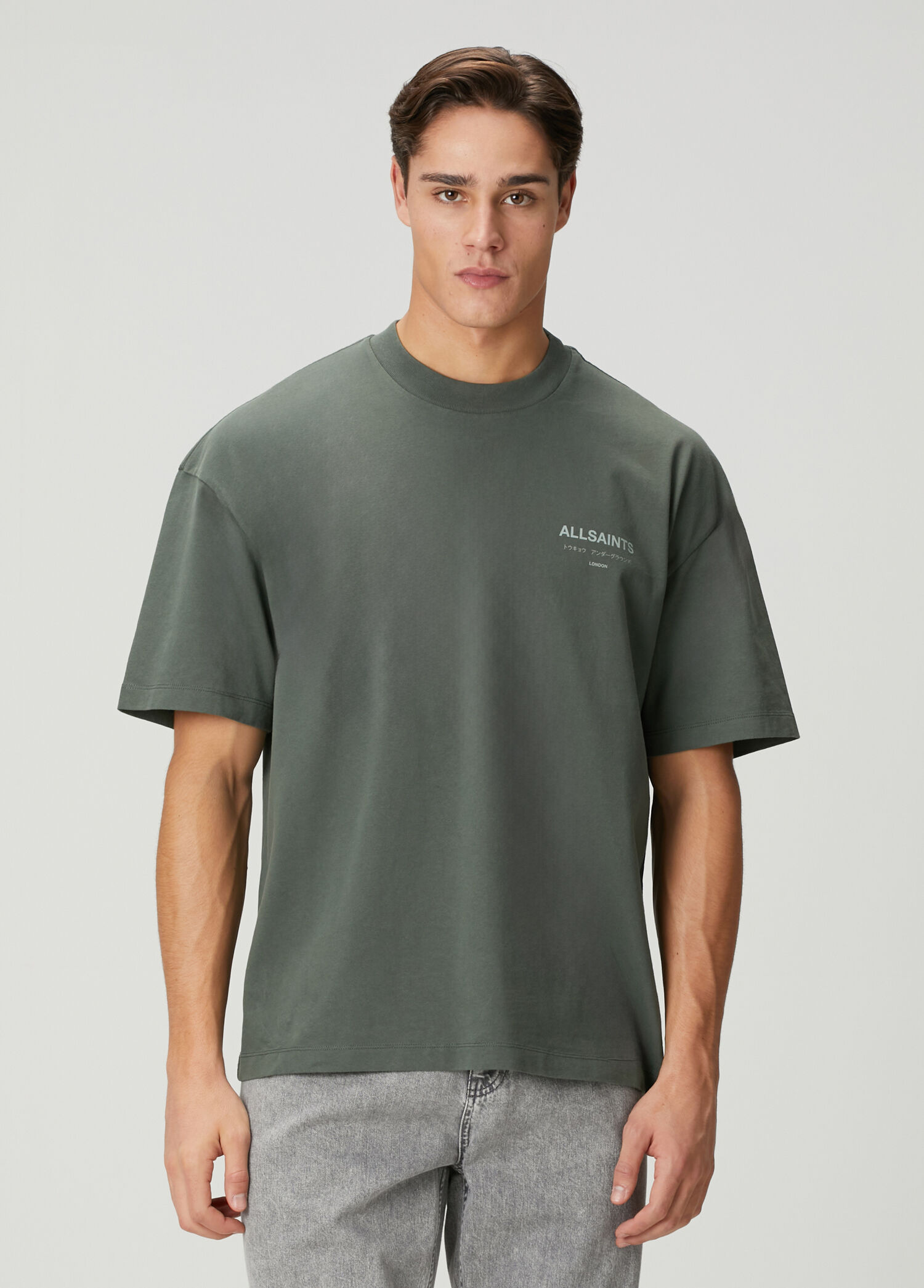 AllSaints Yeşil Erkek Underground Yeşil Oversized T-shirt 1827230