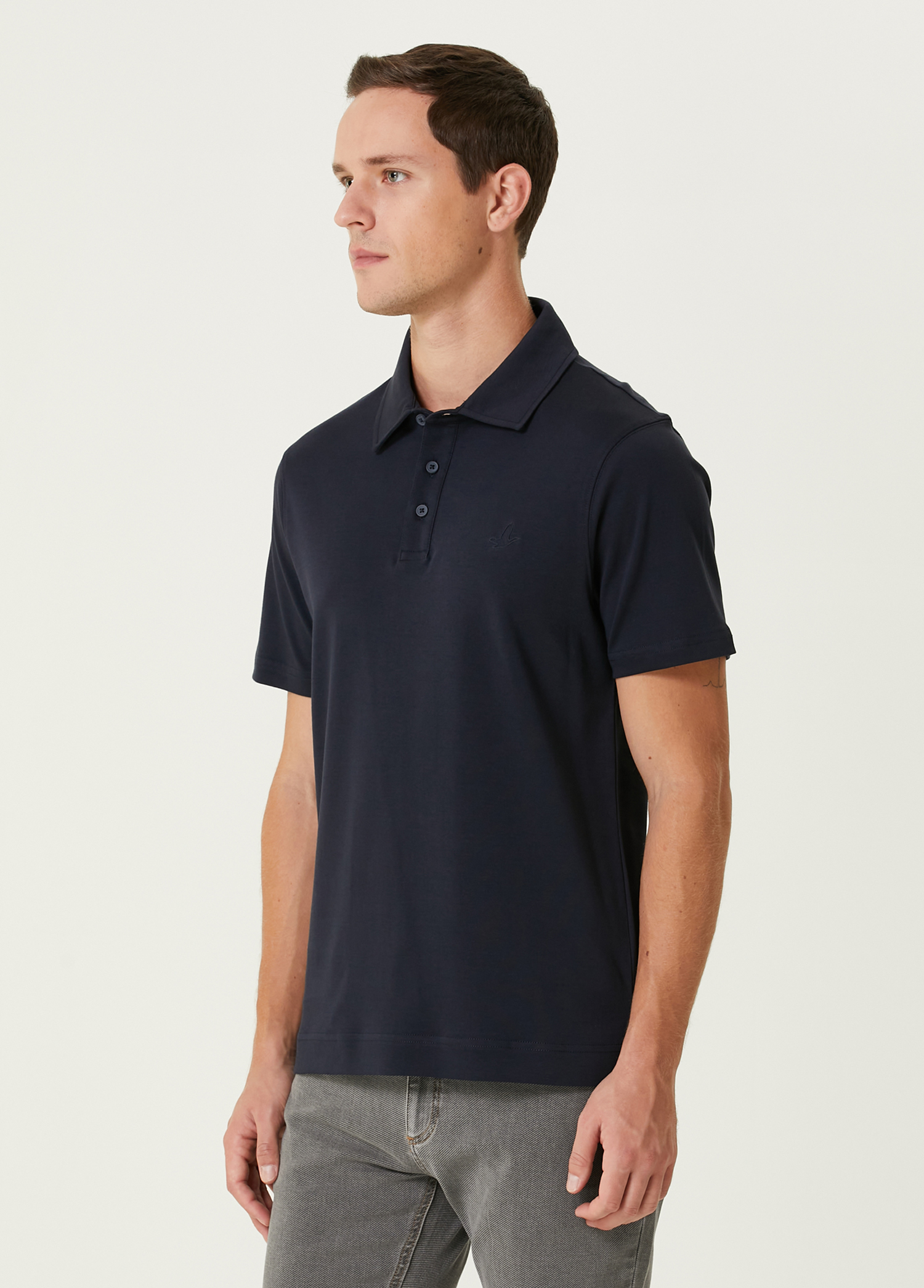 Slim Fit Lacivert Polo T-shirt_3