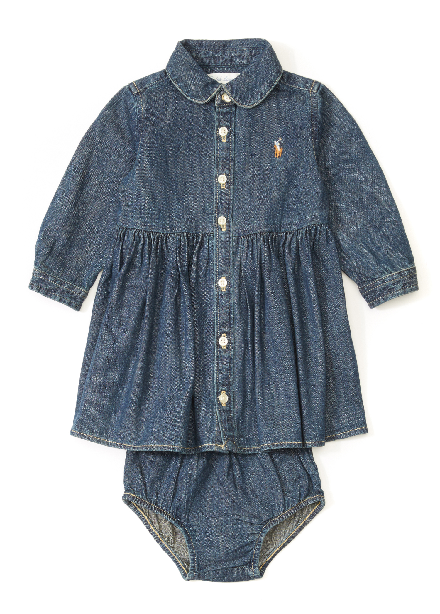 Lacivert Kız Bebek Denim Elbise