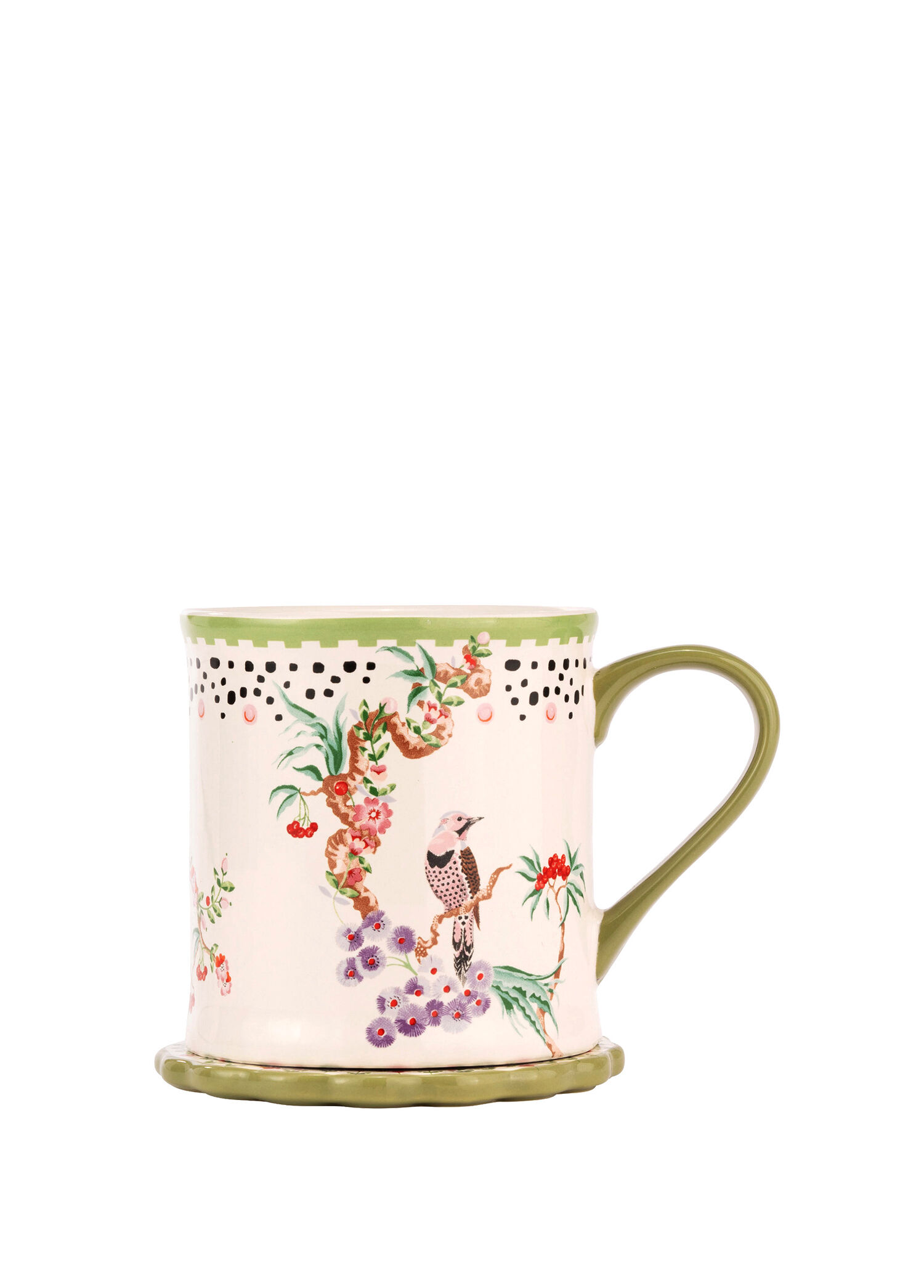 P Cath Kidston Spring Birds Yesil Porselen Kupa