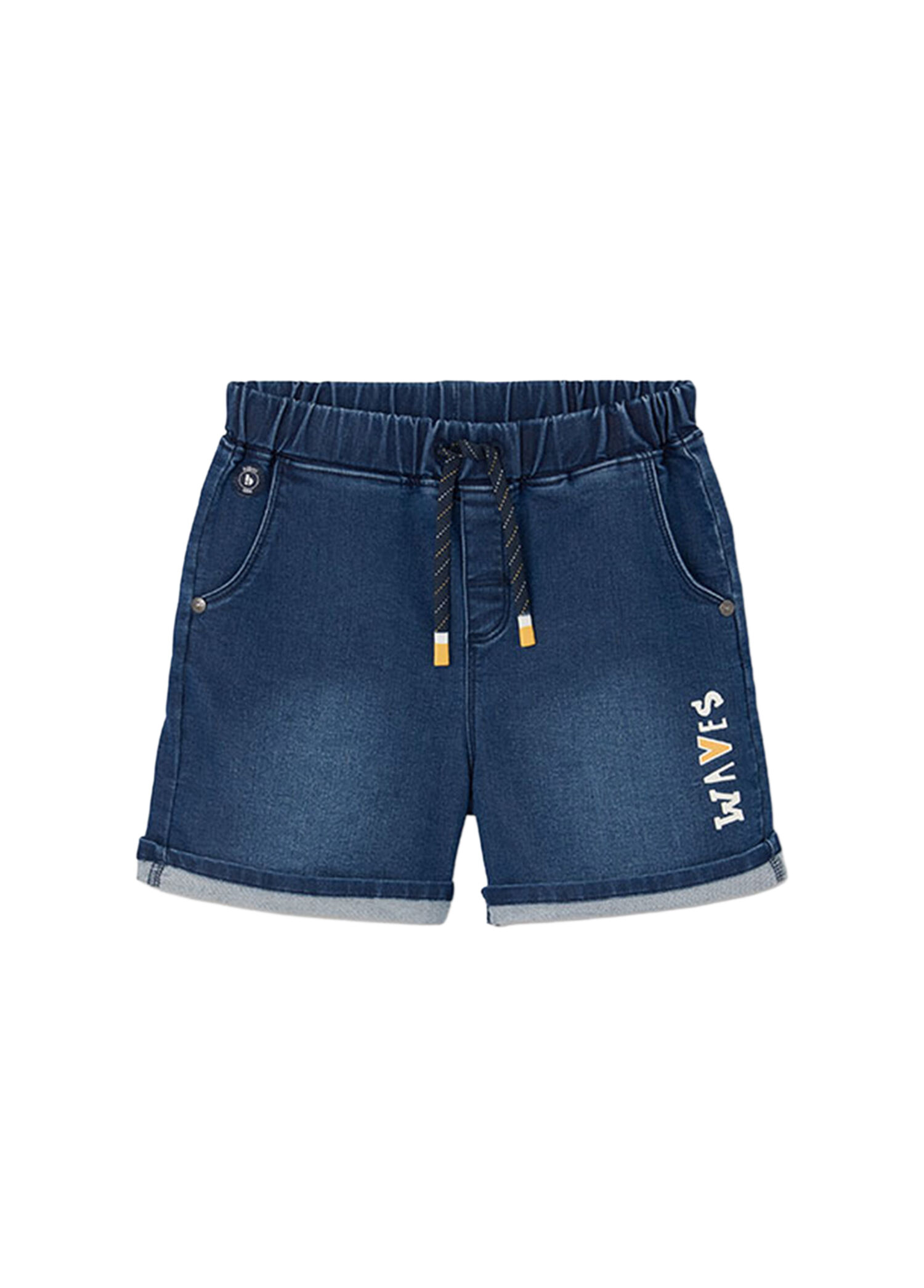 Mavi Waves Desenli Denim Erkek Çocuk Şort