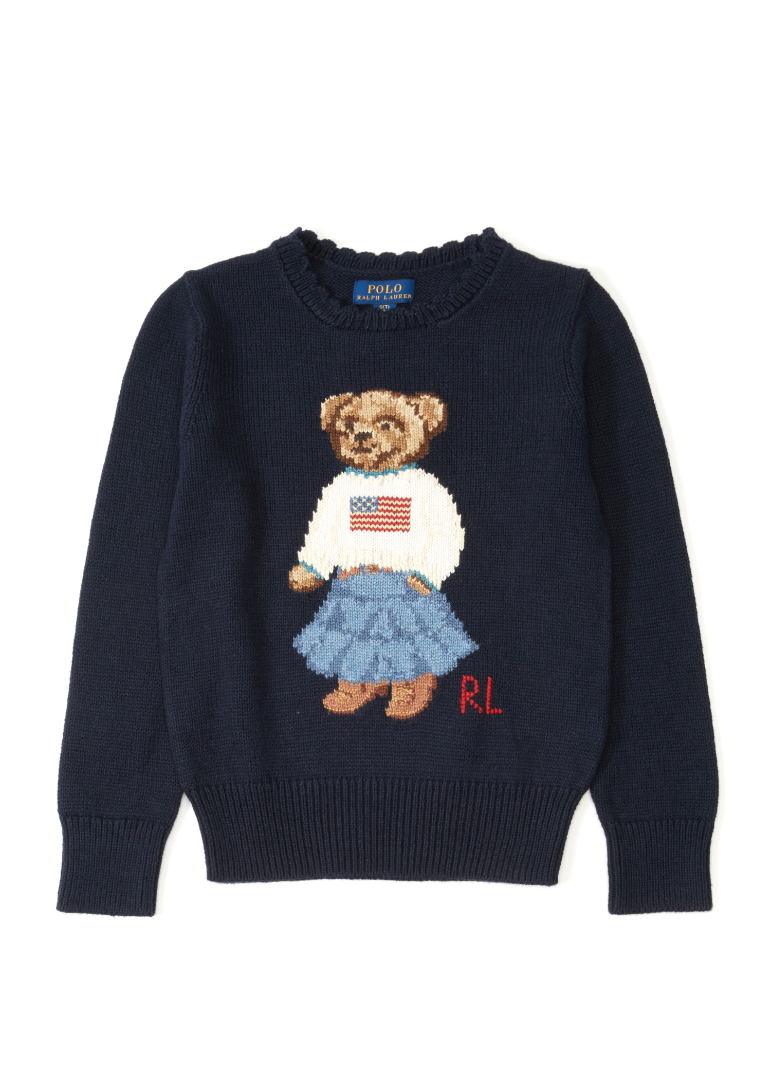 Polo Ralph Lauren Navy Teddy Bear Jacquard Girls Sweater