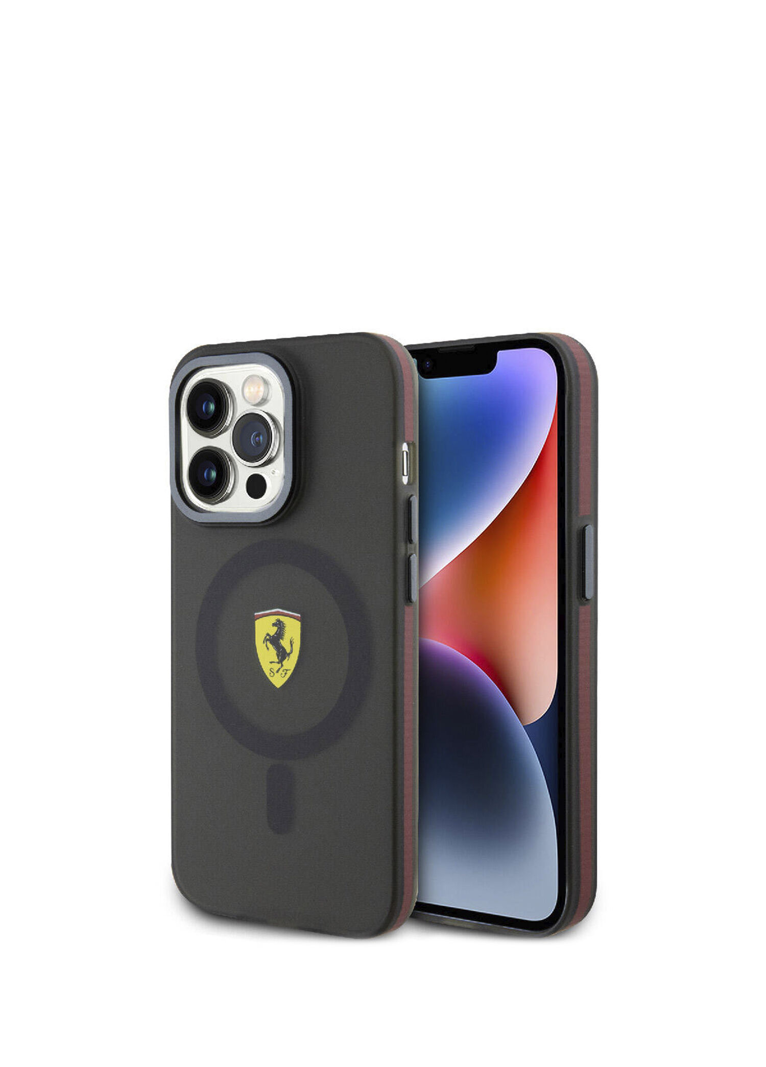 Ferrari - Ferrari iPhone 15 Pro Contrast Bumper MagSafe Compatible Black Phone Case