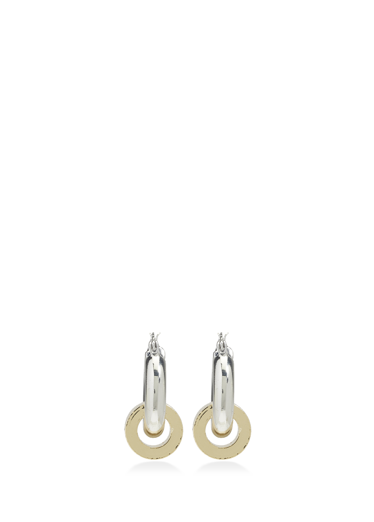 Gold Silver Halka Detaylı Kadın Küpe_3