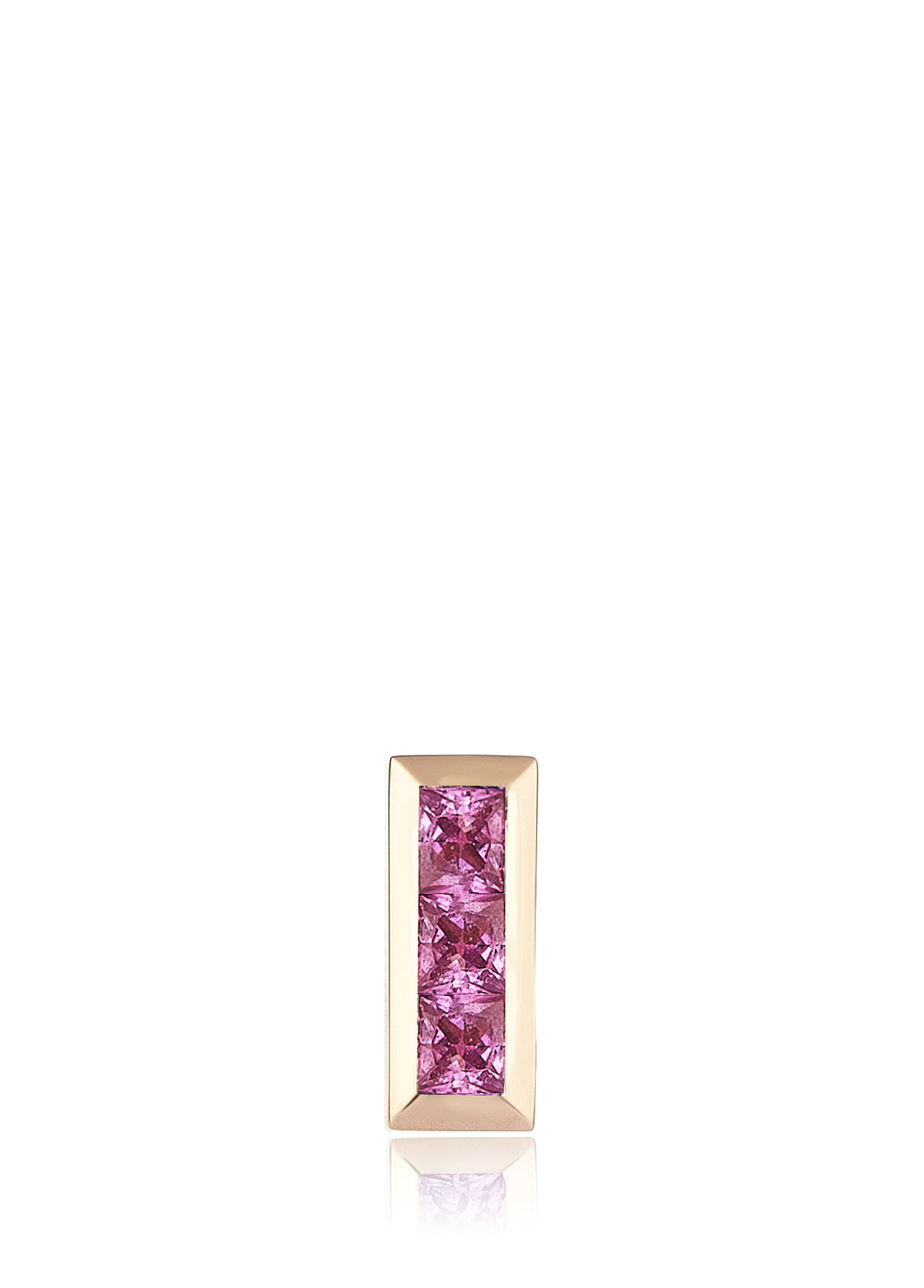 Pembe Safir Bar Stud Kadın Altın Küpe