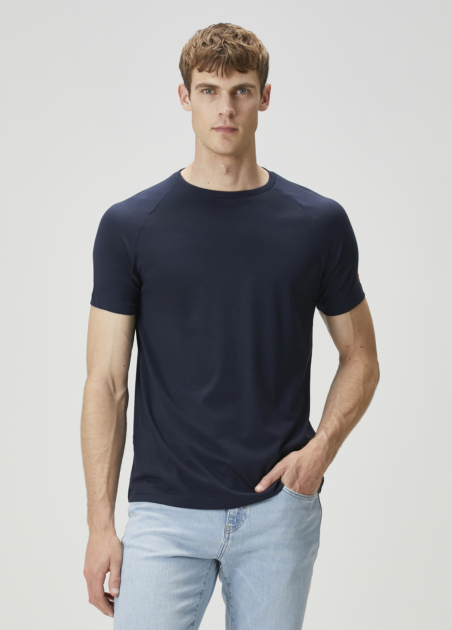 Navy Blue Raglan Sleeve Logo T-Shirt