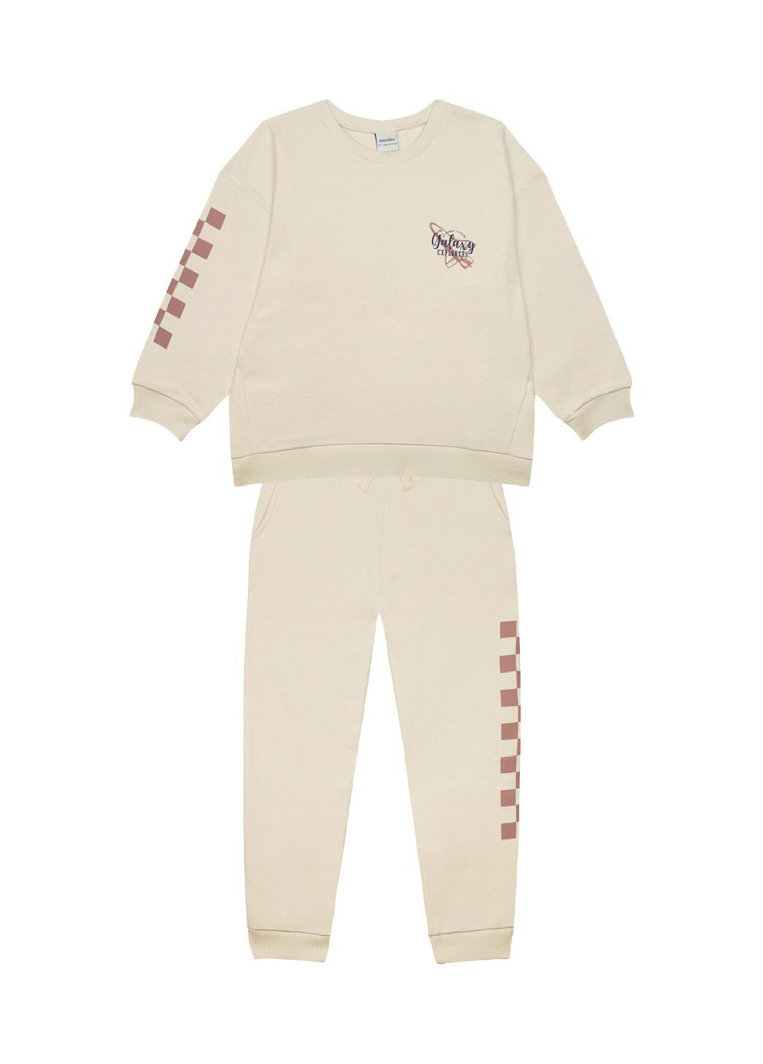 Uzay Krem Erkek Çocuk Sweatshirt Eşofman Seti