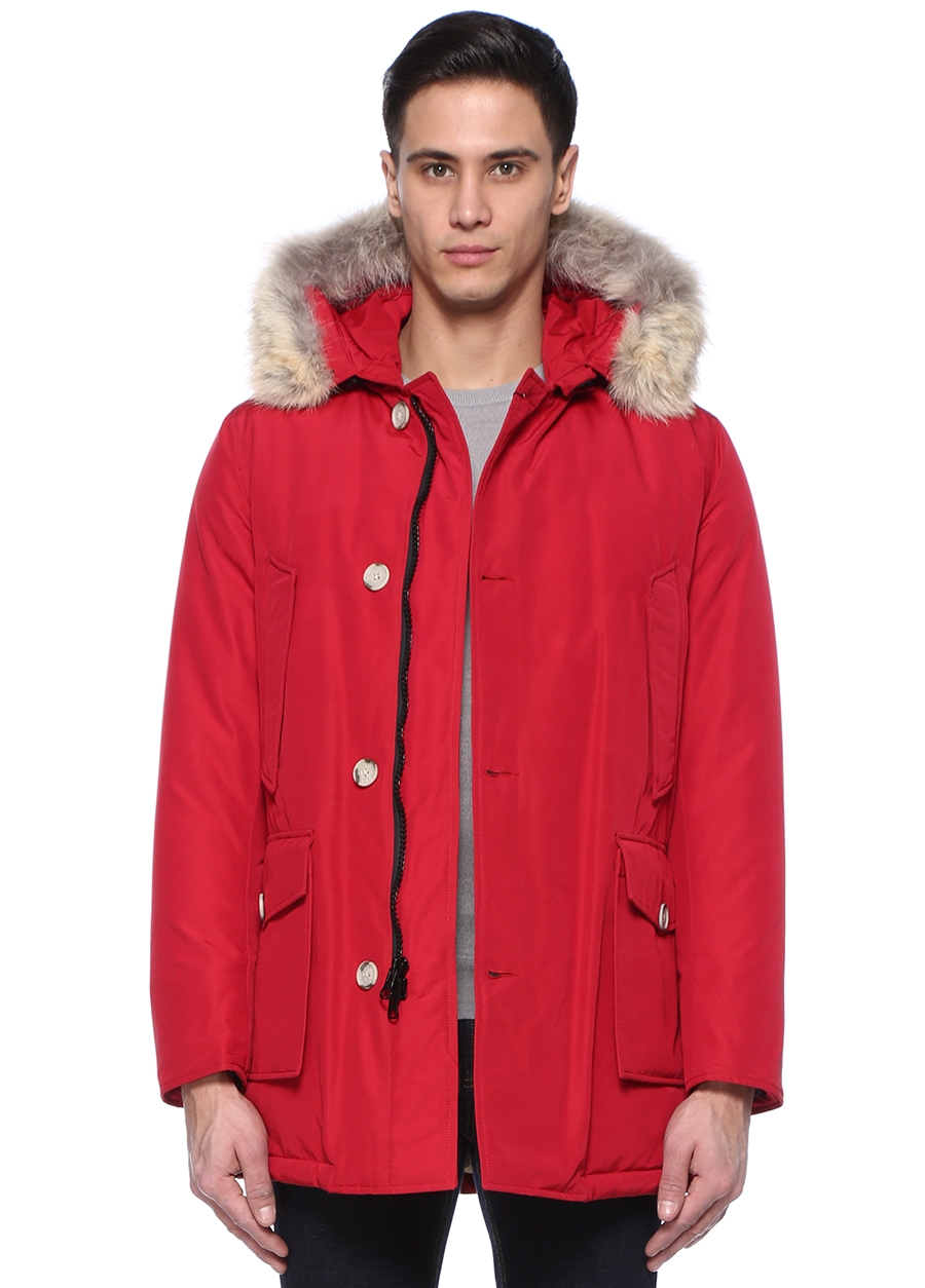 Beymen WOOLRICH Artic Kırmızı Kapüşonlu Logolu Puff Parka. 1