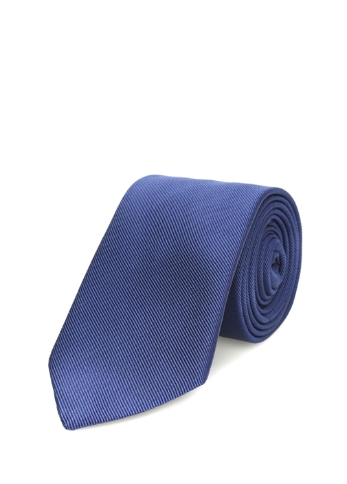 BEYMEN COLLECTION Lacivert Çizgi Dokulu İpek Kravat