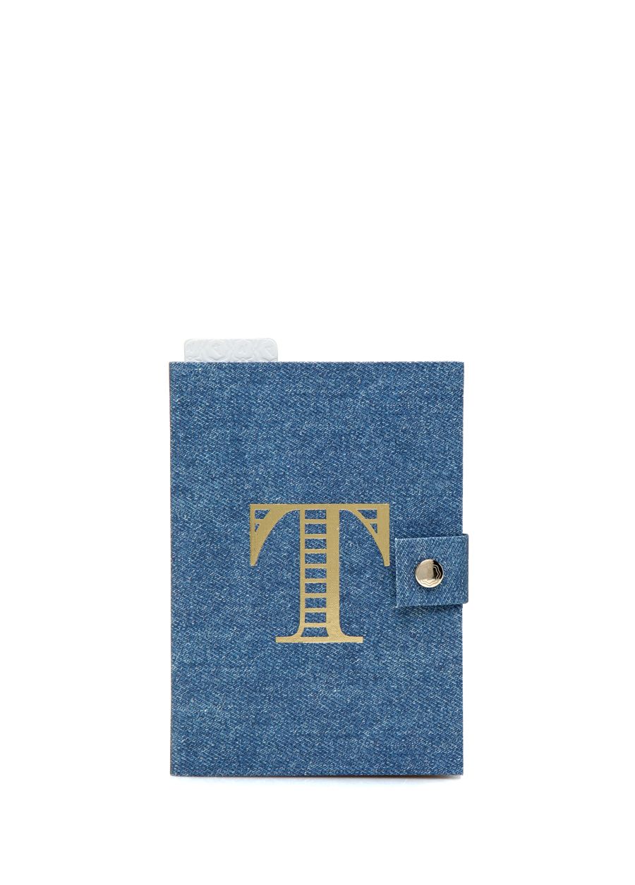 Mavi Denim Görünümlü Harf Baskılı Defter