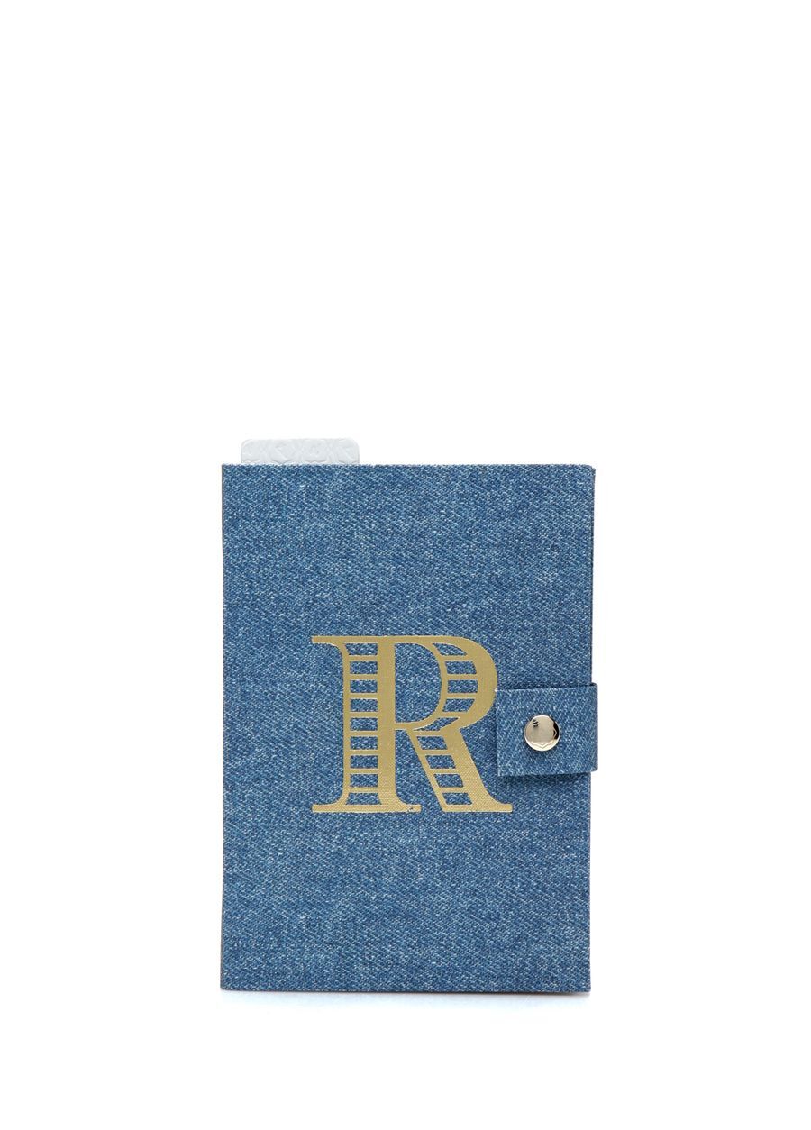 Mavi Denim Görünümlü Harf Baskılı Defter