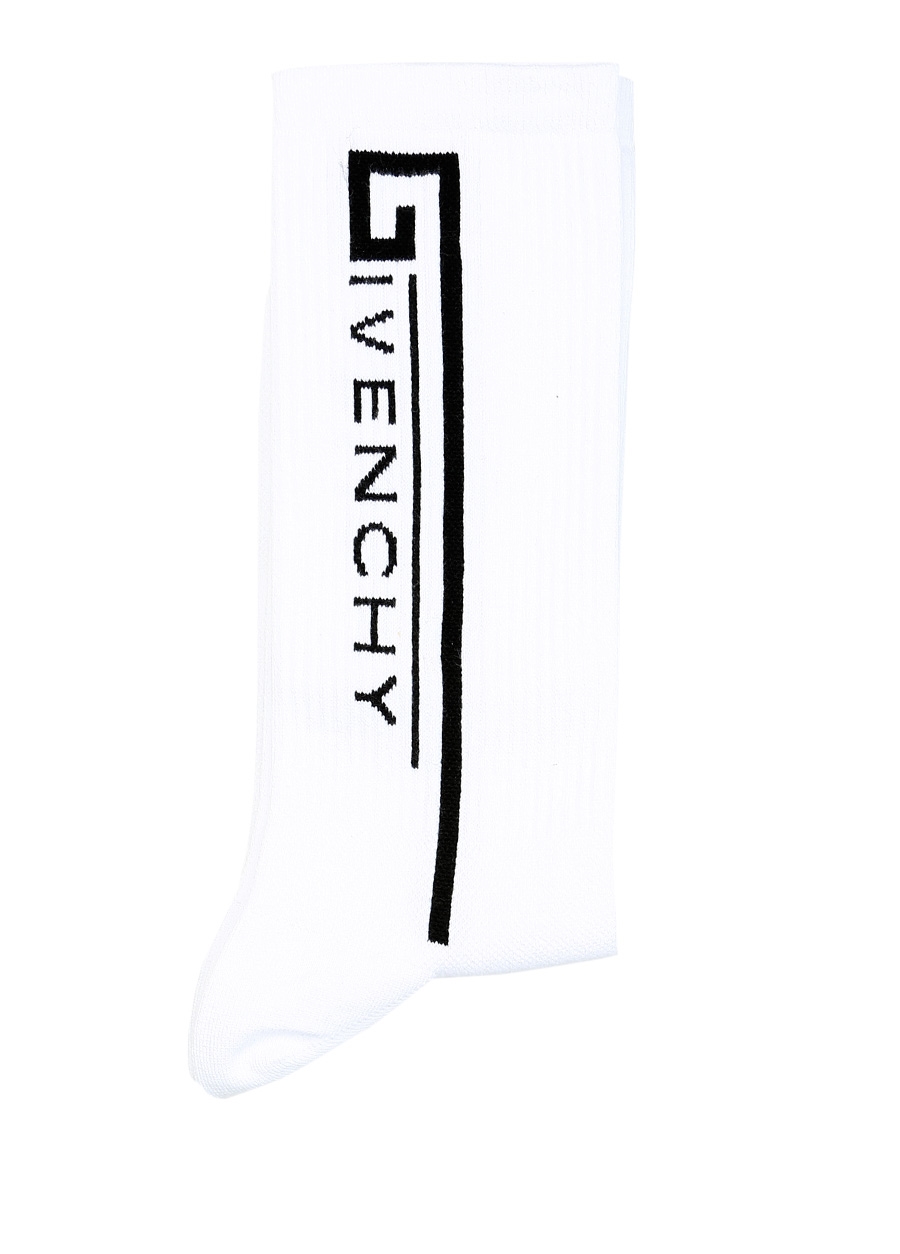 Beymen GIVENCHY Beyaz Siyah Logo Jakarlı Ribli Erkek Çorap. 1 Beymen GIVENCHY Beyaz Siyah Logo Jakarlı Ribli Erkek Çorap. 1