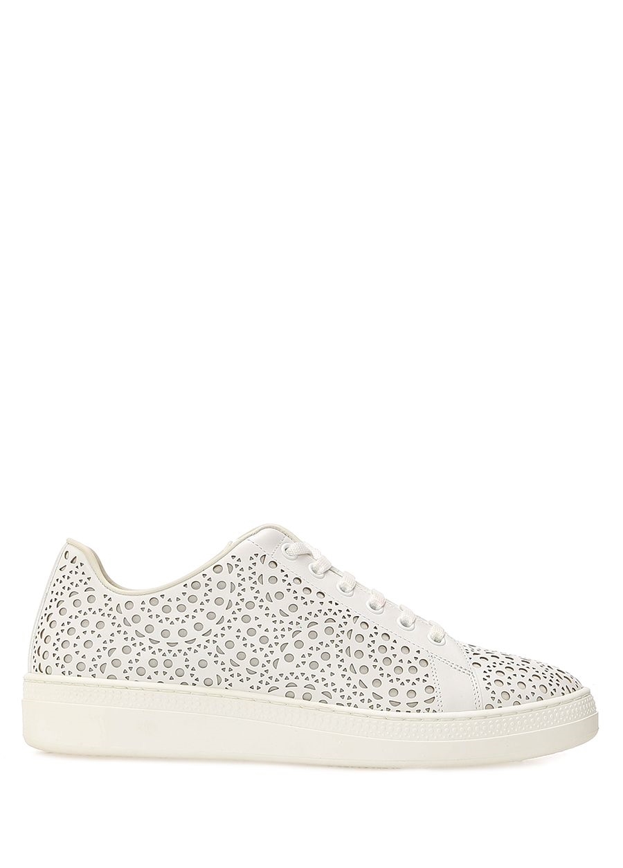 Beymen ALAIA Beyaz Lazer Kesim Detaylı Kadın Deri Sneaker. 1